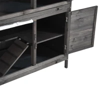 PawHut 47" 2-Story Raised Stacked Wooden Outdoor Rabbit Hutch Small Animal Cage with Pull-Out Trays(m-9)