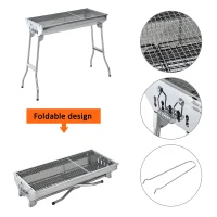 Outsunny 28" Stainless Steel Small Portable Folding Charcoal BBQ Grill Set(m-4)