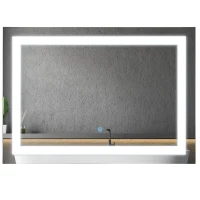 HOMCOM Touch Activated 27.5" Illuminated Bathroom Vertical Wall Mirror Outline LED Lights - Silver(m-10)