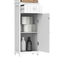 HomCom 67" Tall Colonial Style Free Standing Bathroom Storage Corner Cabinet - White(m-8)