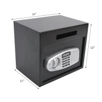 HomCom 14" x 10" x 12" Electronic Digital Home Security Safe Box - Black(m-3)