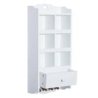 HomCom 14" W x 30" H Wood Wall Mount Bathroom Storage Cabinet - White(m-2)