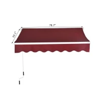 Outsunny 78" Manual Retractable Door & Window Awning - Wine Red(m-3)