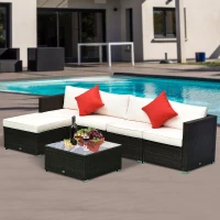 Outsunny 6 Piece Outdoor Patio Garden Conversation PE Rattan Wicker Sofa Sectional Furniture Set(m-1)