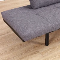 HomCom Single Person Convertible Bed Chaise Lounge Couch Adjustable Padded Lightweight - Gray(m-8)