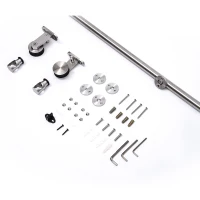 HomCom 6.5' Modern Interior Sliding Barn Door Hardware Kit - Stainless Steel(m-1)