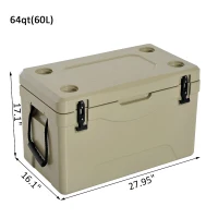 Outsunny 64 Quart Rotomolded Outdoor Portable Camping Cooler and Ice Chest Box(m-4)