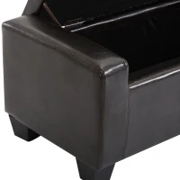 HomCom Unique Large 51" Tufted Faux Leather Storage Bench Ottoman Couch - Dark Brown(m-7)