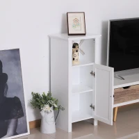 HomCom 36" Wooden Compact Modern Bathroom Storage Cabinet with Shelf- White(m-5)