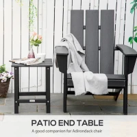 Outsunny Patio Side Table, 15" Square Outdoor End Table, HDPE Plastic Tea Table for Adirondack Chair, Backyard or Lawn, Black(m-4)