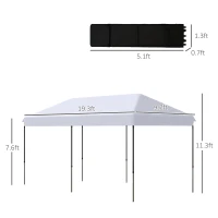 Outsunny 10' x 20' Pop Up Canopy Tent, Instant Sun Shelter, Tents for Parties, Height Adjustable, with Wheeled Carry Bag, for Outdoor, Garden, Patio, White(m-3)