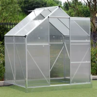 Outsunny Aluminum 4.25' L x 6.25'W x 7.2'H Polycarbonate Portable Walk-In Garden Greenhouse(m-1)