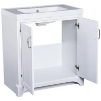 Kleankin 34” Modern Resin Single Resin Sink Bathroom Vanity Set - White(m-7)