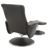 HOMCOM PU Leather Modern Swivel Recliner Chair with Ottoman Set - Black(m-6)