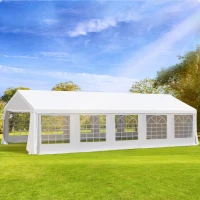 Outsunny 32" x 20" Outdoor Heavy Duty Carport Canopy Gazebo Wedding Party Tent Garage - White(m-8)