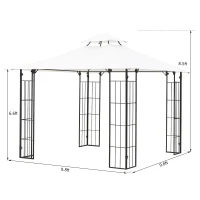 Outsunny 10'x10' Decorative Garden Gazebo with Steel Frame - Elegant Patio Canopy, Cream - Perfect for Outdoor Events & Gatherings(m-2)