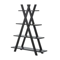 HomCom 4-Tier X Frame Open Shelf Bookshelf - Black(m-4)