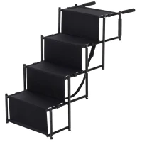 PawHut 30" 4-Step Metal Frame Oxford Fabric Folding Portable Pet Stairs for Dogs(m-1)