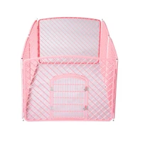 Pawhut Portable Plastic Adjustable Pet Play Pen - 6 Panel Pink(m-2)
