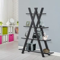 HomCom 4-Tier X Frame Open Shelf Bookshelf - Black(m-3)