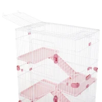 PawHut 6-level Indoor Rabbit Enclosure Small Animal Hutch Pink(m-8)