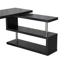 HomCom Foldable Convertible Rotating Office Desk Shelf Combo Writing Table - Black(m-9)