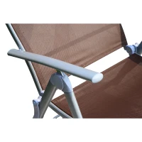 Outsunny Patio Reclining Chaise Lounge Chair with Cushion - Brown and Silver Outdoor Deck(m-10)