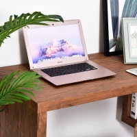 HOMCOM 75" 360 Degree Rotating Corner Computer Desk Modern L-Shaped Home Office Workstation with 2 Storage Shelves, Bookshelf, Walnut Brown(m-5)