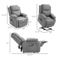 HOMCOM Living Room Power Lift Chair, PU Leather Electric Recliner Sofa Chair for Elderly with Remote Control, Gray(m-3)