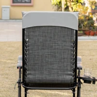 Outsunny Padded Zero Gravity Chair, Folding Recliner Chair with Cup Holder Cushion, Gray(m-12)