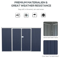 Outsunny 11' x 6' Storage Shed w/ Lockable Door, Galvanized Metal Utility Outdoor Shed for Backyard, Bike, Patio, Light Gray(m-4)