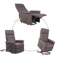 HomCom Faux Leather Three Position Lift Chair Recliner With Remote - Brown(m-6)