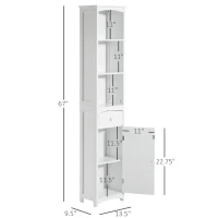 HomCom 67" Tall Colonial Style Free Standing Bathroom Storage Corner Cabinet - White(m-3)
