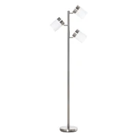 HOMCOM Modern Floor Lamp, Standing Lamp with 3 Rotating Lights for Living Room, Bedroom, Office, Silver(m-1)
