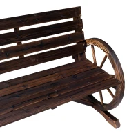 Outsunny Rustic Wooden Outdoor Garden Chair Patio Wagon Wheel Bench Seat(m-8)