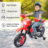 Kids 6V Electric Ride On Motorcycle with 4 Wheels, Battery-Powered Bike Car Toy for Children, Safe & Durable, Red(m-3)