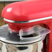 HOMCOM Stand Mixer with 6+1P Speed, 600W Tilt Head Kitchen Electric Mixer with 6 Qt Stainless Steel Mixing Bowl, Beater, Dough Hook and Splash Guard for Baking Bread, Cakes, and Cookies, Red(m-12)