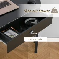 HOMCOM Corner Desk, Triangle Computer Desk with Drawer and Storage Shelves for Small Spaces, Home Office Workstation for Living Room, or Bedroom, Black(m-5)