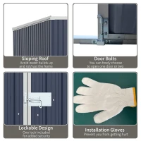 Outsunny 11' x 6' Storage Shed w/ Lockable Door, Galvanized Metal Utility Outdoor Shed for Backyard, Bike, Patio, Light Gray(m-5)