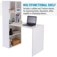 Vinsetto 57" Modern Space Saving Home Office Work Table Computer Desk and Bookcase Combo - White(m-4)
