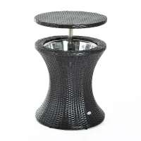 Outsunny Outdoor Patio Rattan Wicker Side Table Ice Bucket Cooler(m-7)