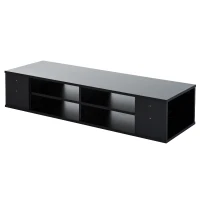 HomCom 48” Modern Wooden Floating Media Center Shelf Unit - Matte Black(m-5)