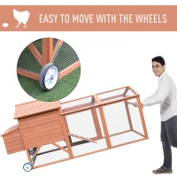 PawHut Large Chicken Coop Pet Farm House Poultry Backyard Run Nest Box W/Wheels - Wood(m-6)