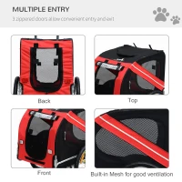 Aosom New Folding Pet Bicycle Trailer Dog Cat Bike Carrier w/ Drawbar Hitch Stroller - Red and Black(m-5)