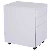 Vinsetto 24" Metal 3 Drawer Locking Under Desk Filing Cabinet On Wheels - White(m-6)