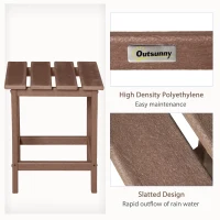 Outsunny Patio Side Table, 15" Square Outdoor End Table, HDPE Plastic Tea Table for Adirondack Chair, Backyard or Lawn, Brown(m-6)