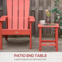 Outsunny Patio Side Table, 15" Square Outdoor End Table, HDPE Plastic Tea Table for Adirondack Chair, Backyard or Lawn, Red(m-4)