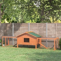 PawHut 2-Story Wooden Rabbit Hutch, Large Pet House with Ramps & Lockable Doors(m-1)