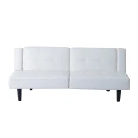 HomCom 73" Convertible PU Leather Sofa Futon - White(m-2)