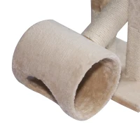 PawHut Cat Tree Tunnel Scratching Post Activity Furniture Teeter Totter - Beige(m-9)